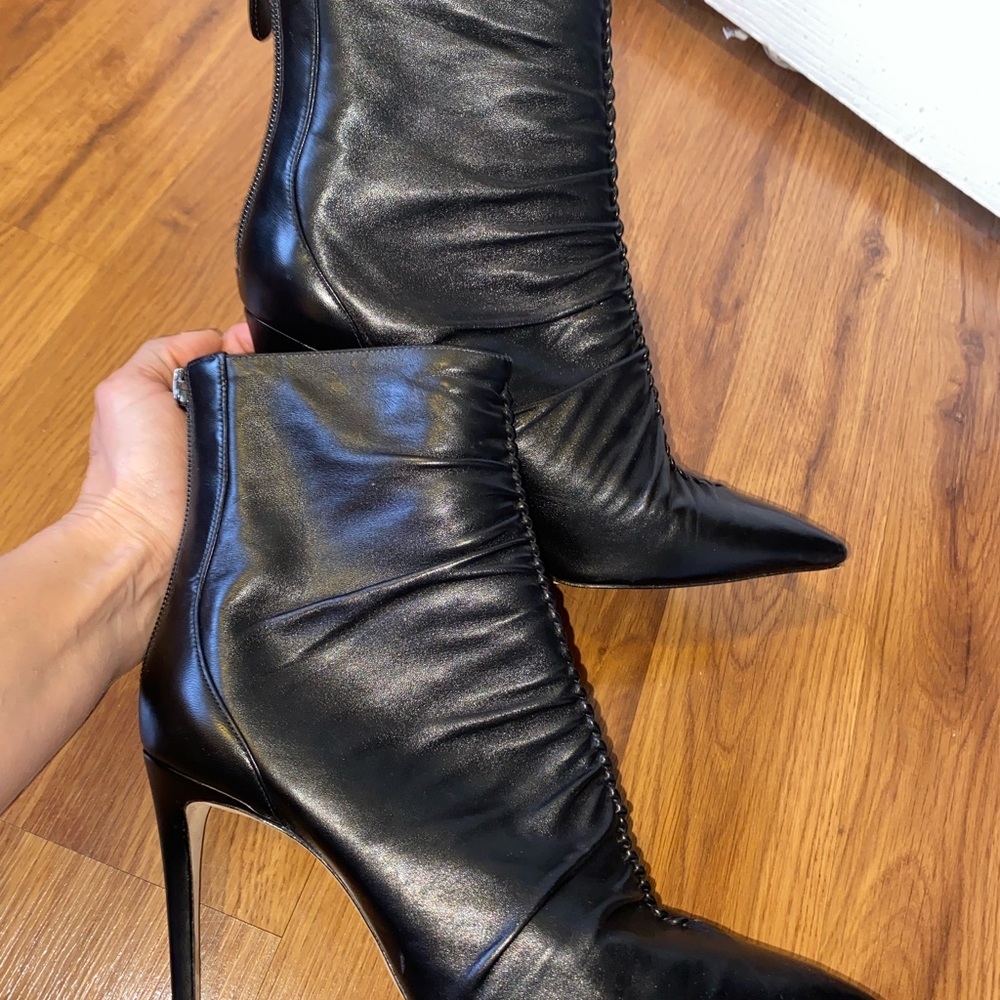 ALEXANDRE BIRMAN RUCHED LEATHER BOOTS